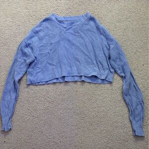 Aeropostale Blue Ribbed Crop Sweatshirt